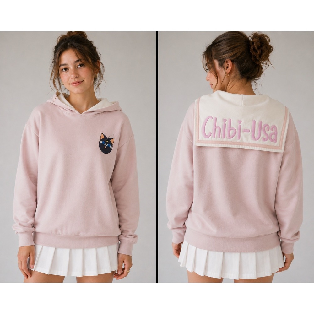 Sailor Moon Chibi-Usa Pink Sweatshirt‎ Women's M Anime Luna-P Cat Hot Topic